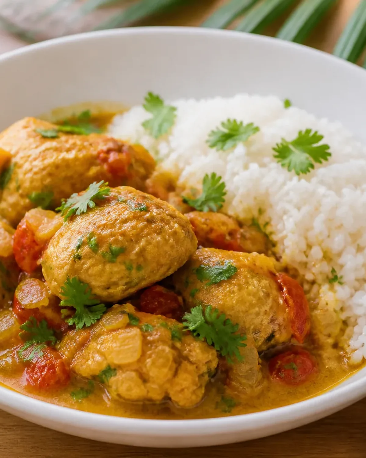 Akoho sy voanio servi en recette maison, lumière naturelle