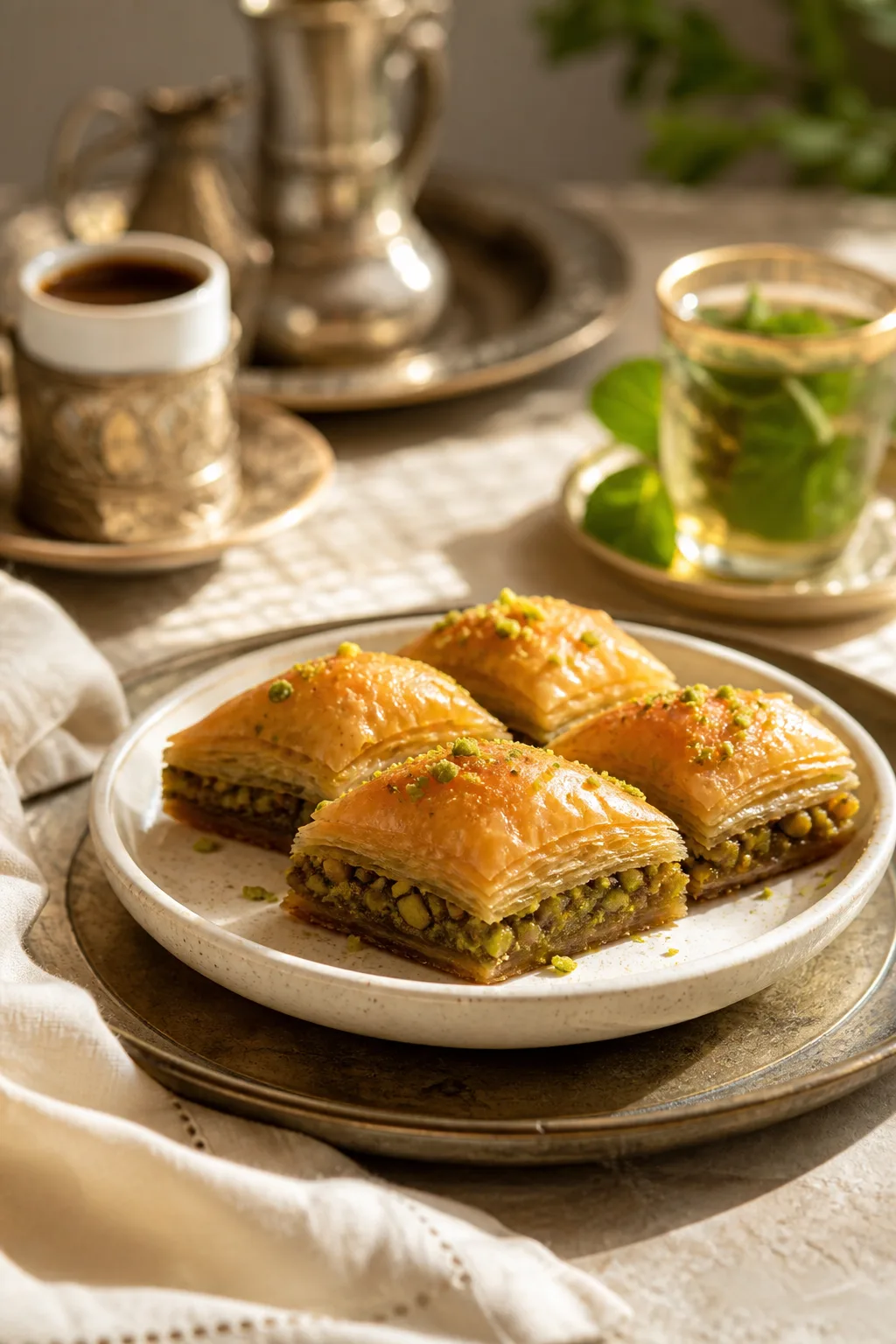 Baklawa libanais servi à table