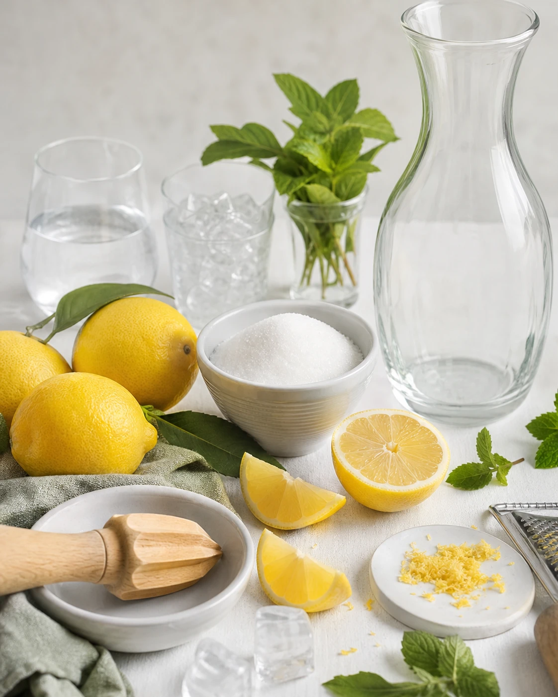 Ingrédients préparés pour Citronnade maison
