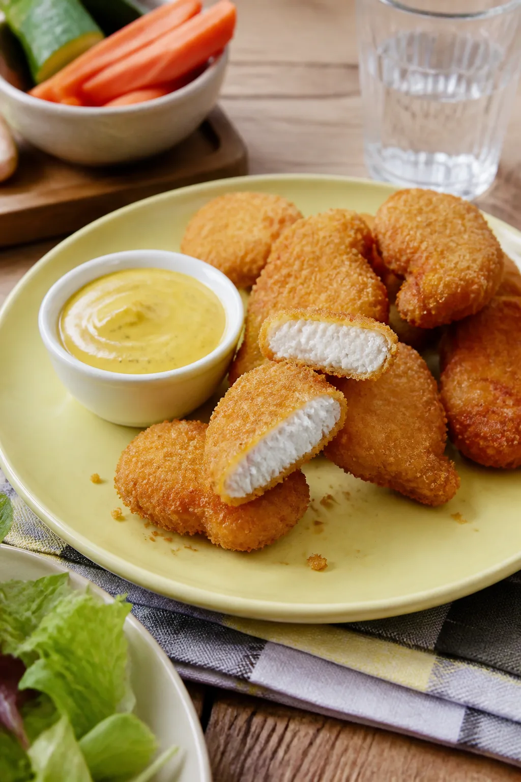 Nuggets maison servi dans une présentation finale appétissante