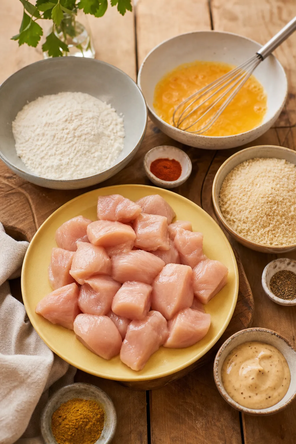 Ingrédients préparés pour Nuggets maison