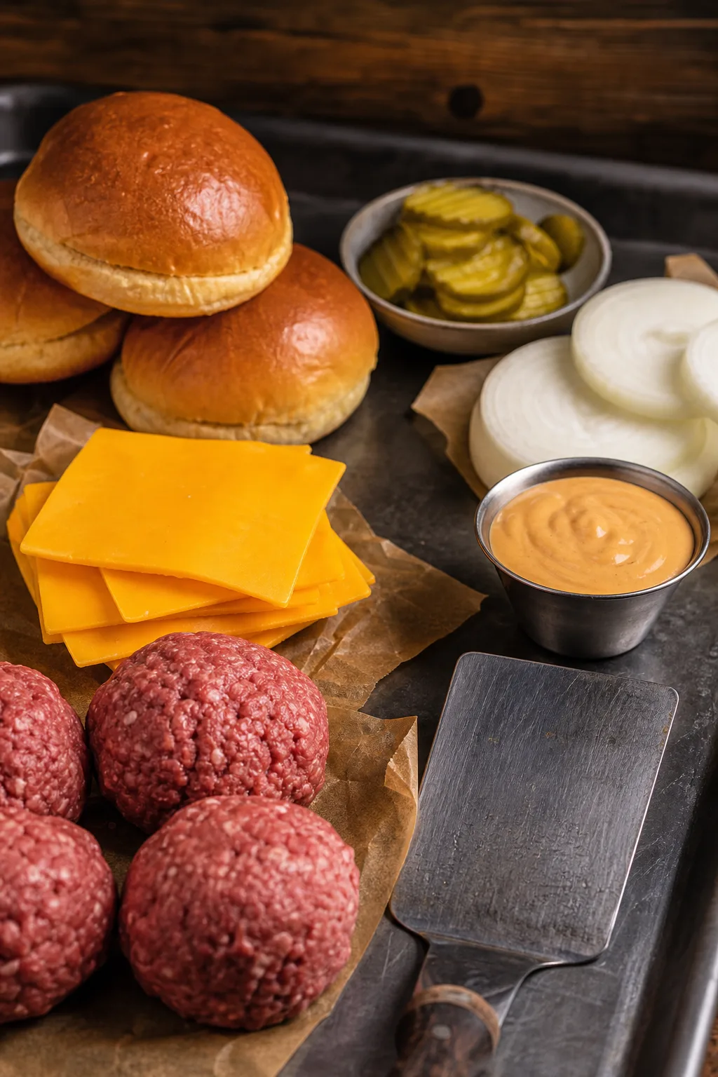 Ingrédients préparés pour Smash burger maison